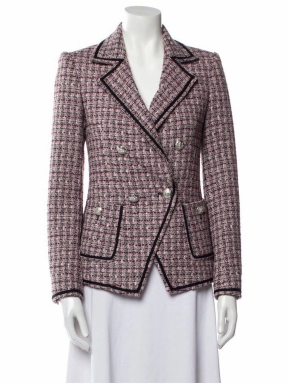 NWOT Veronica Beard Theron Double-Breasted Tweed Blazer Pink Purple Size 8 - Picture 3 of 9